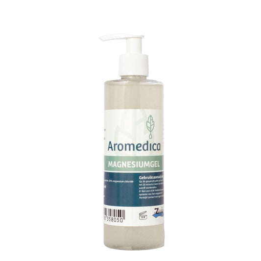 Aromedica Magnesium gel in a 300ml pump bottle, body care product for soothing muscle relief and relaxation.