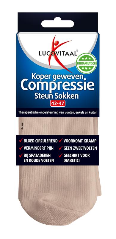 Lucovitaal Koper compressie sok maat 42-47 huidskleur 1 Paar