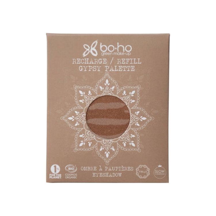 Boho Green Makeup Gypsy refill eyeshadow in Cuivre 285, vibrant copper shade, 1.80 grams, for natural boho-inspired makeup looks.