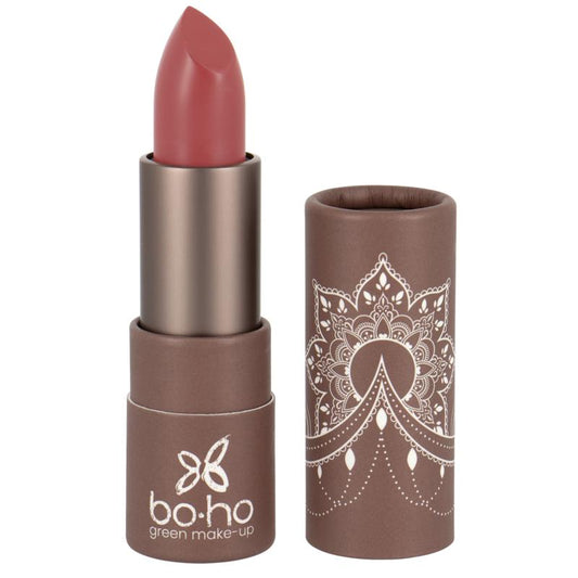Boho Green Makeup Lip Ral 109 Indie, green makeup lipstick in 1.10 grams, with natural green packaging and product details visible.