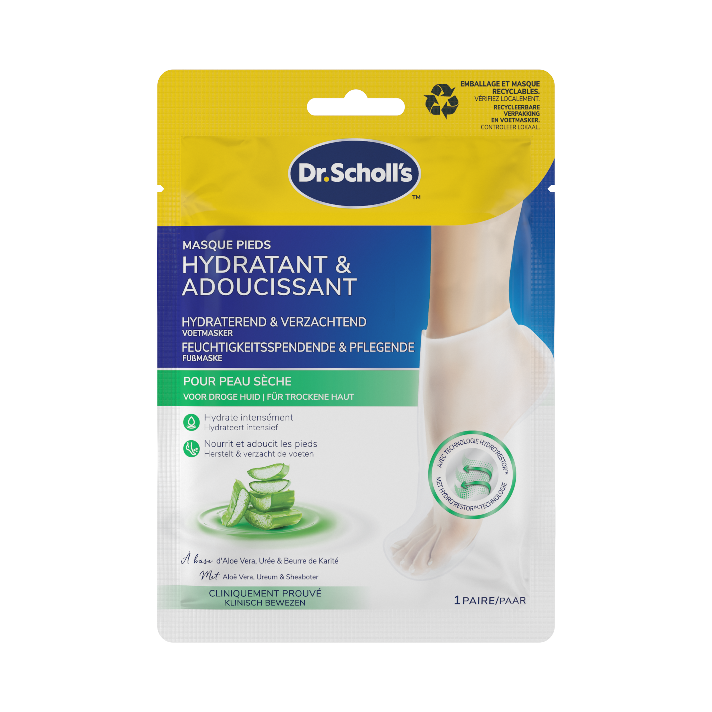 Dr. Scholl's Voetmasker hydra & verzachtend aloe vera 1 Paar