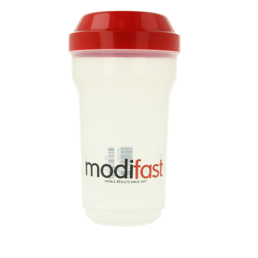 Modifast shaker bottle for meal replacements, black plastic with secure lid for mixing shakes and smoothies.