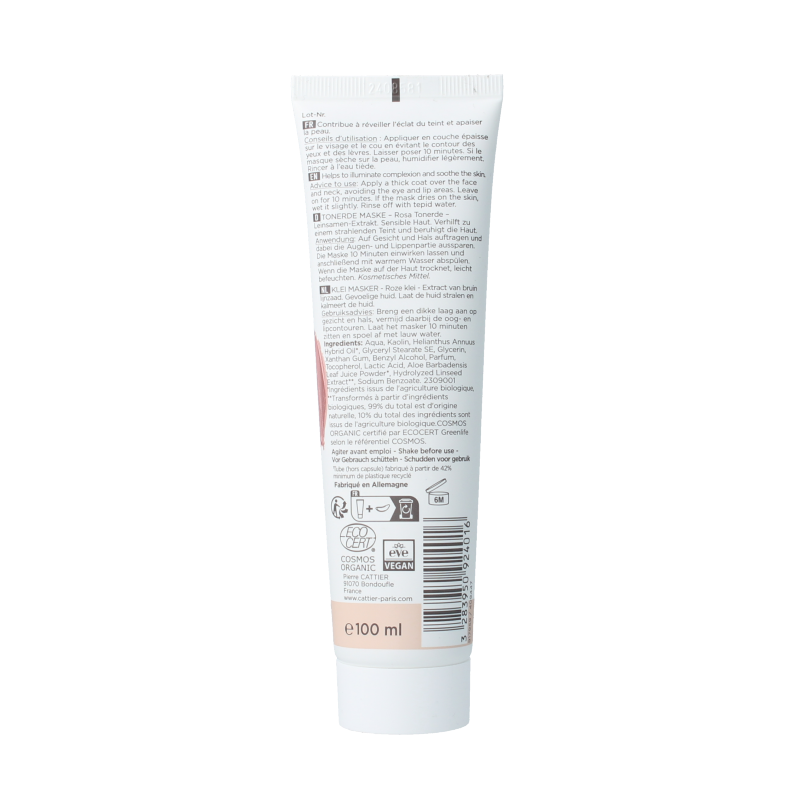 Cattier Roze klei masker aloe 100 Milliliter