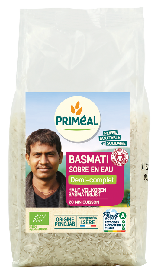 Primeal Halfvolkoren basmati rijst bio 1 Kilogram