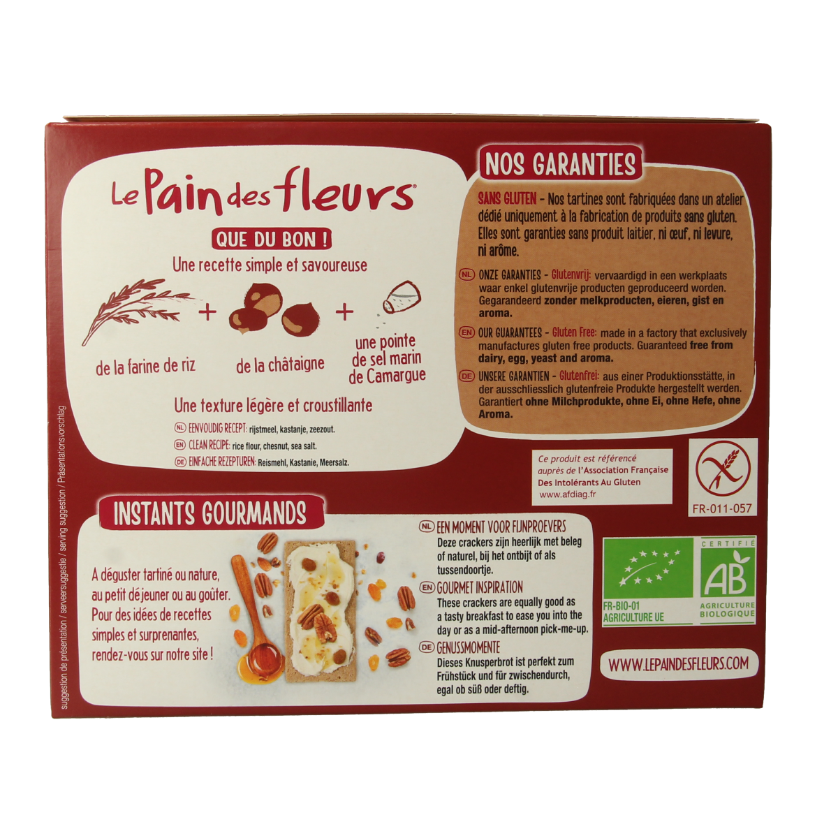 Pain Des Fleurs Krokante crackers kastanje glutenvrij bio 150.00 Gram