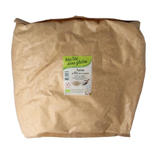 Ma Vie Sans glutenvrije, biologische rijstmeel-bakmix in 3 kg verpakking, halfvolkoren en ideaal voor glutenvrij bakken