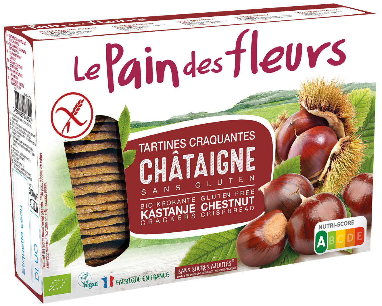 Pain Des Fleurs Krokante crackers kastanje glutenvrij bio 300 Gram