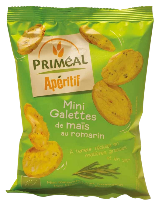 Primeal Aperitive mini maiscrackers olijf rozemarijn bio 50.00 Gram