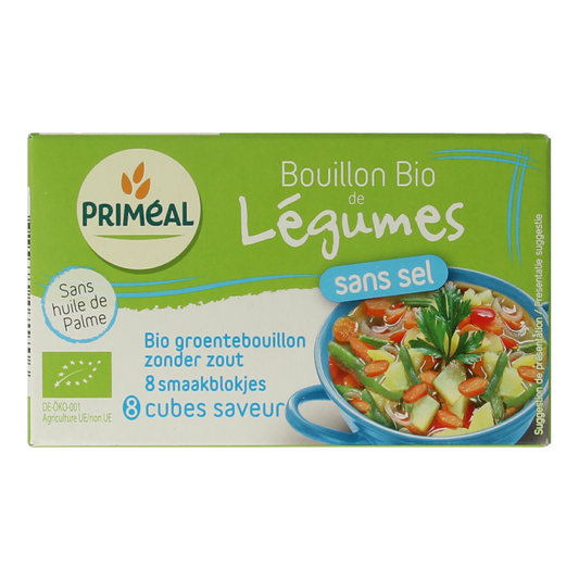 Primeal Groentebouillon blokjes zonder zout 9 gram bio 8.00 Stuks
