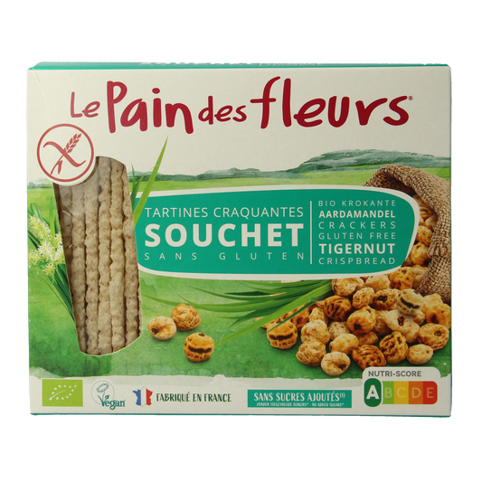 Pain Des Fleurs Krokante crackers aardamandel glutenvrij bio 150.00 Gram