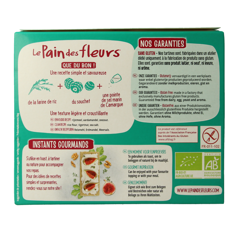 Pain Des Fleurs Krokante crackers aardamandel glutenvrij bio 150 Gram