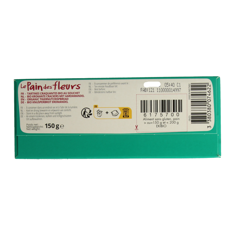 Pain Des Fleurs Krokante crackers aardamandel glutenvrij bio 150 Gram