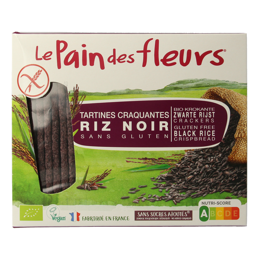 Pain Des Fleurs Krokante crackers zwarte rijst glutenvrij bio 150.00 Gram