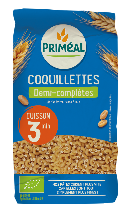Primeal Halfvolkoren elleboogjes snelkook 3 minuut bio 500 Gram
