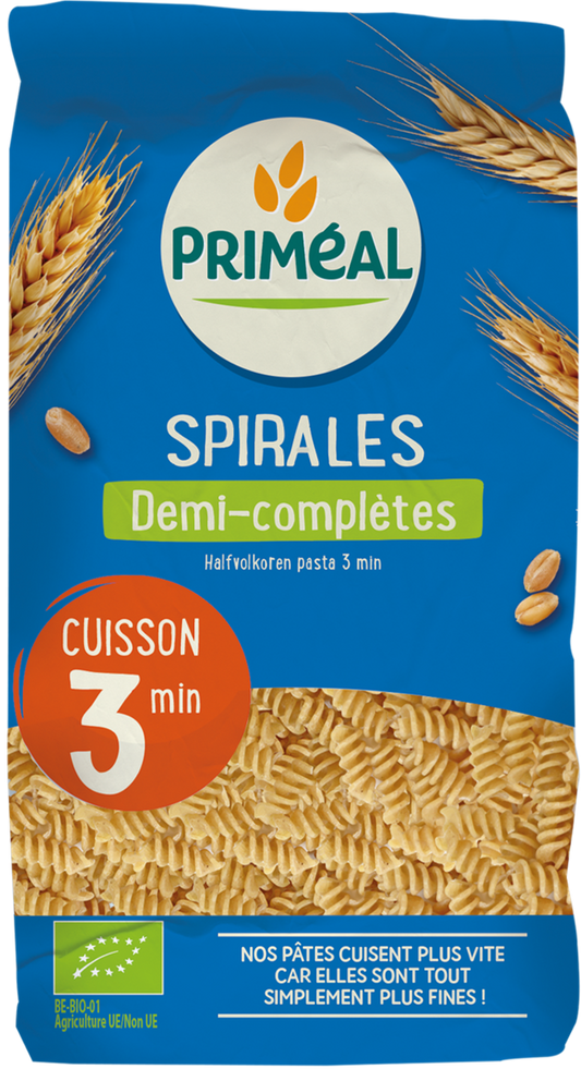 Primeal Halfvolkoren spiralen snelkook 3 minuten bio 500 Gram