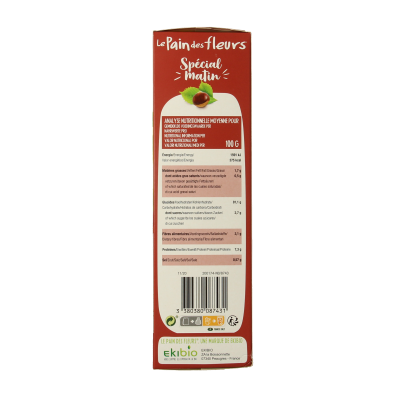 Pain Des Fleurs Special matin kastanje ontbijtcrackers bio 230 Gram