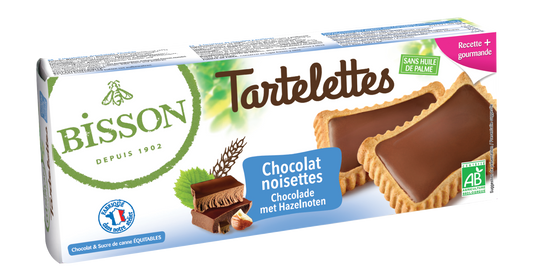 Bisson Gevulde hazelnoot chocolade tartelettes bio 150 Gram