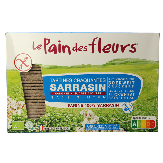 Pain Des Fleurs Krokante crackers boekweit zoutloos glutenvrij bio 300.00 Gram