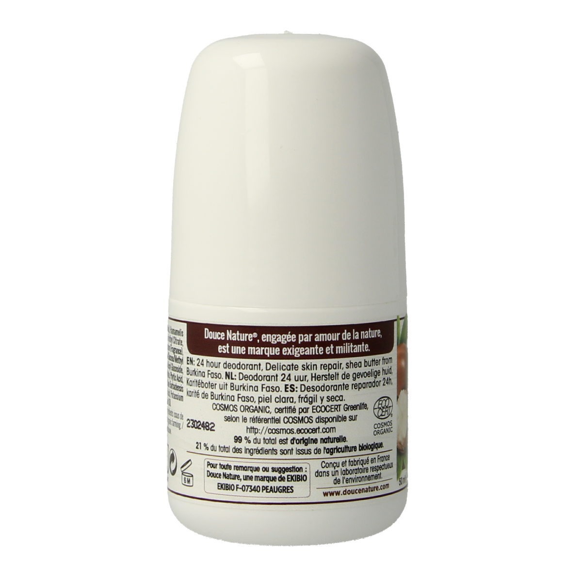 Douce Nature Deodorant roll on met karite sheabutter 24h bio 50.00 Milliliter
