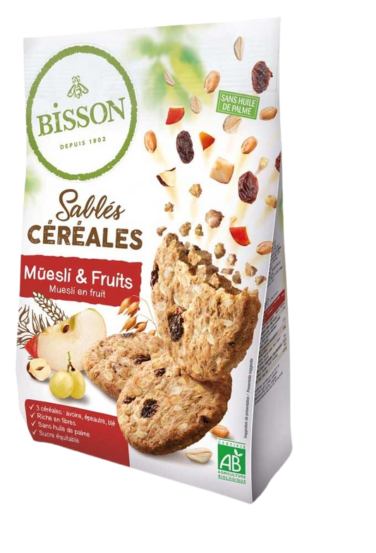 Bisson Zandkoekjes muesli & fruit bio 200.00 Gram