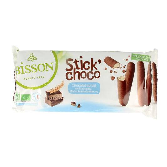 Bisson OP=OP Stick choco melkchocolade bio 130.00 Gram