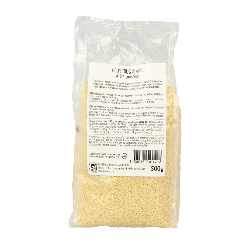 Primeal Couscous wit Frankrijk bio 500 Gram
