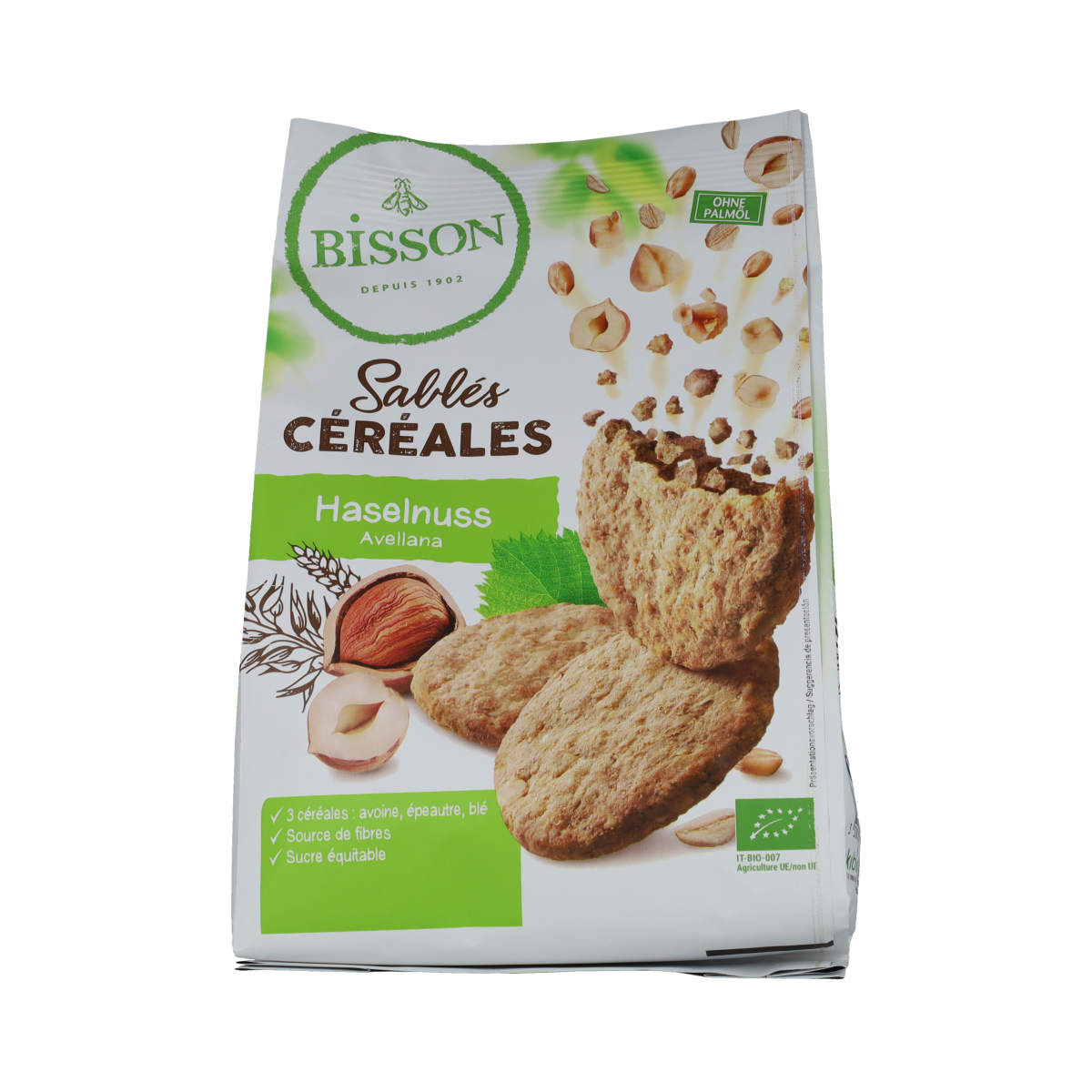 Bisson Zandkoekjes hazelnoot & granen bio 200.00 Gram