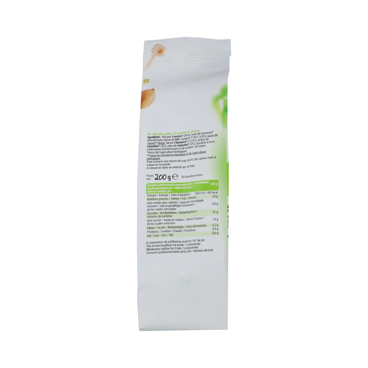 Bisson Zandkoekjes hazelnoot & granen bio 200.00 Gram