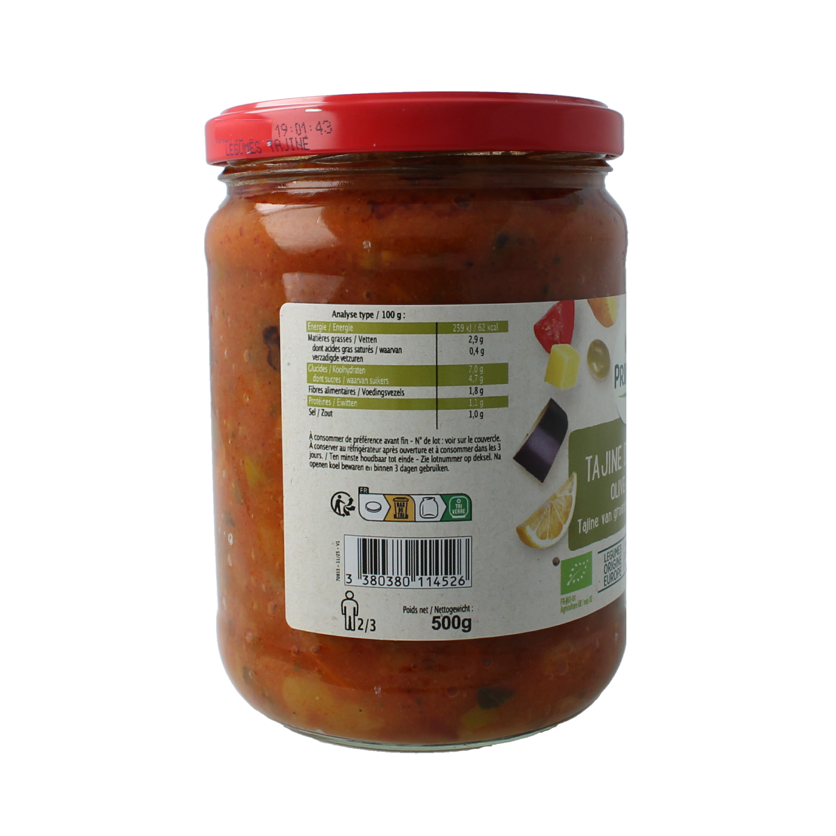 Primeal Tajine lemon olijf bio 500.00 Gram