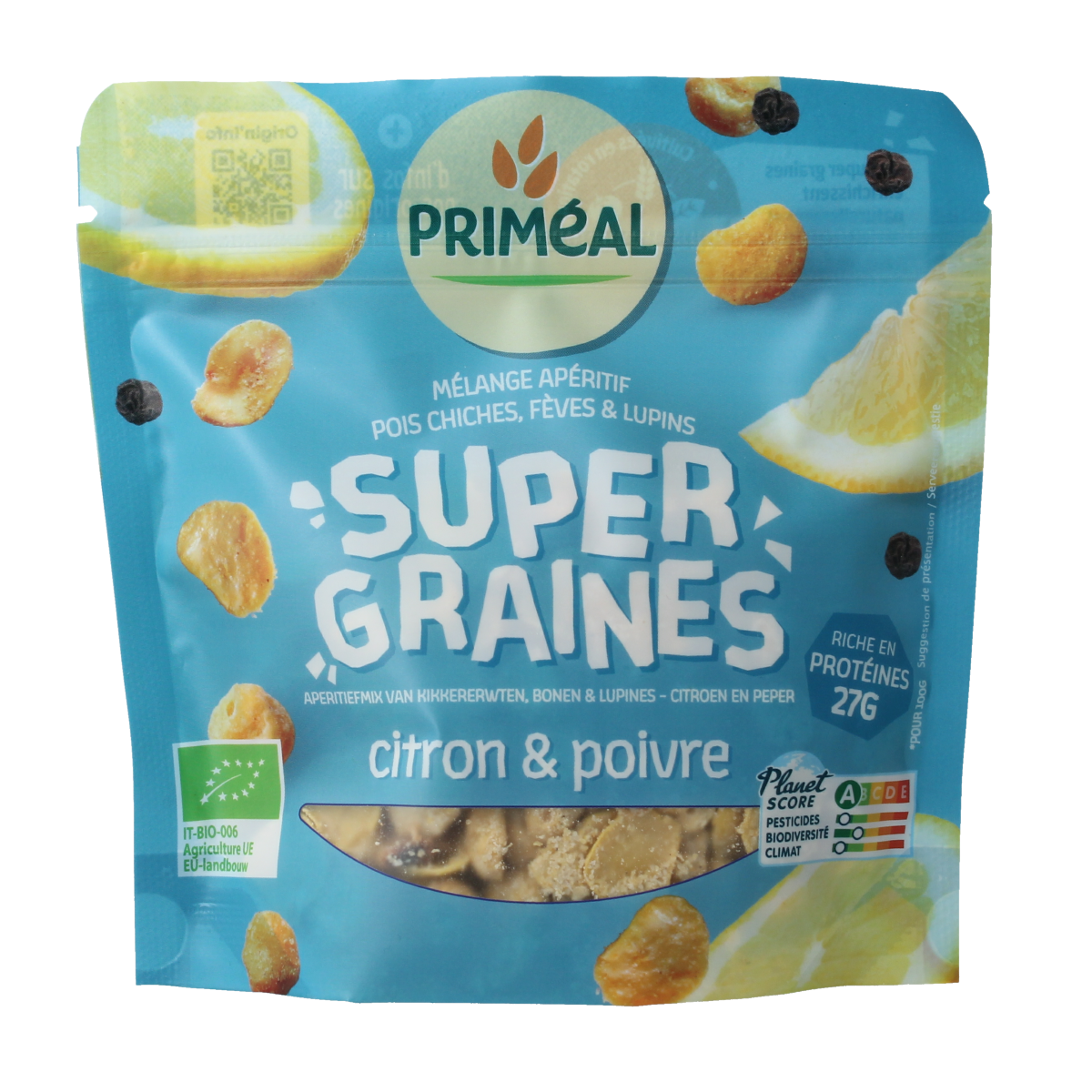 Primeal Kikkererwten, bonen, lupines mix citroen/peper bio 100.00 Gram
