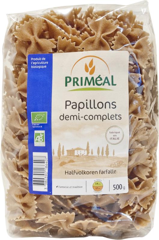 Primeal Halfvolkoren farfalle bio 500.00 Gram
