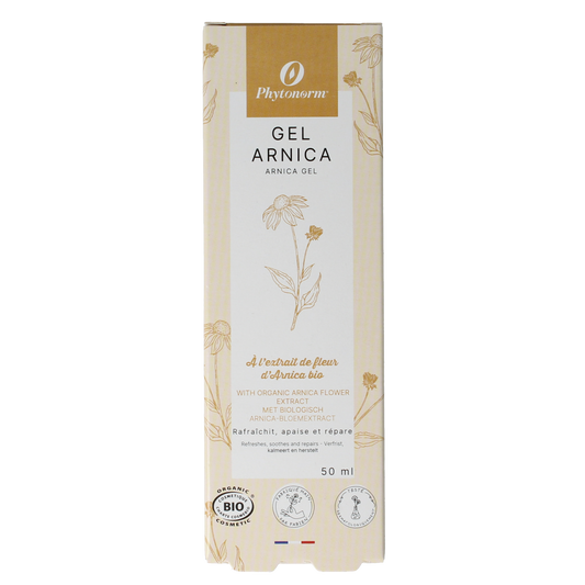 Phytonorm Arnica gel 50ml, a natural body care product with arnica for soothing skin and muscle relief.