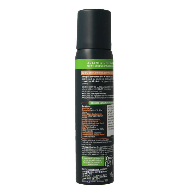 So Bio Etic For men deospray ceder 100 Milliliter