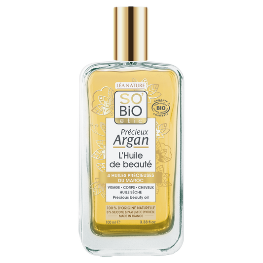 So Bio Etic Argan Beauty Oil in 100ml bottle, natural body care product with argan oil, ideal for nourishing skin.
