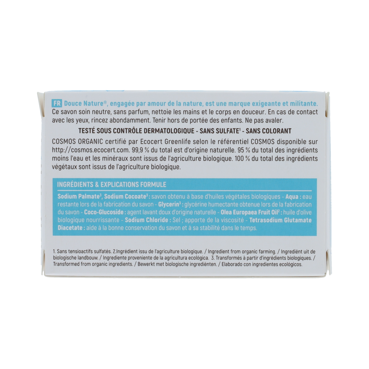 Douce Nature Unscented geurvrije zeep bar 100.00 Gram