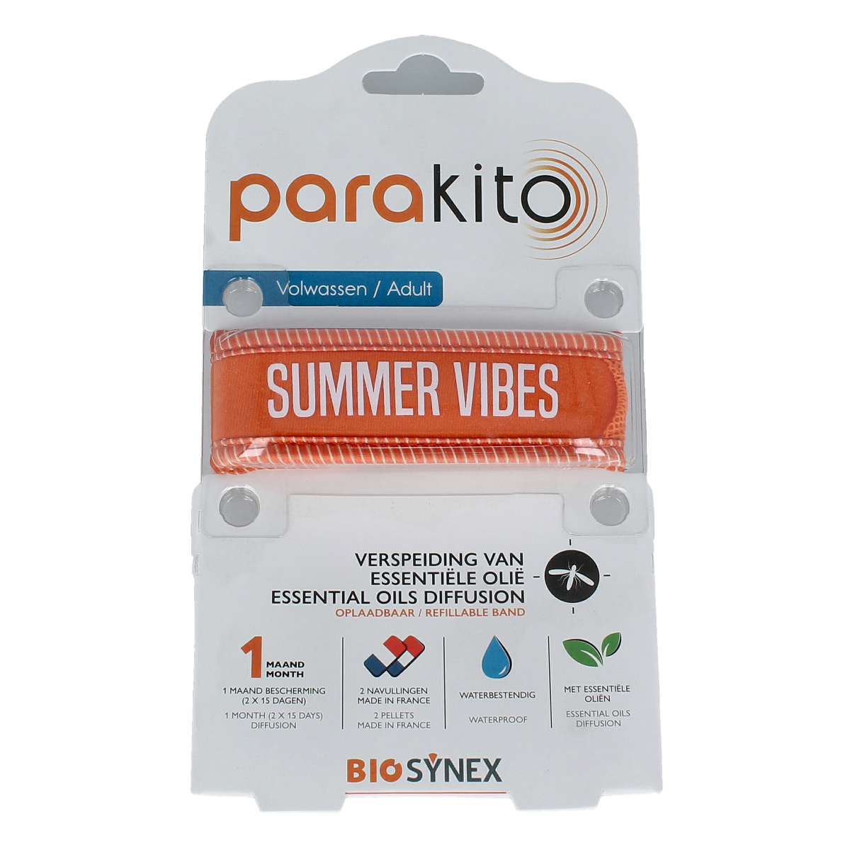 Parakito Op=Op Anti mug armband volwassenen oranje 1.00 Stuks
