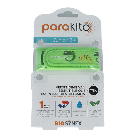 Parakito Junior Kameleon anti-mug armband for kids, designed to repel insects and prevent bites, shown in the image.