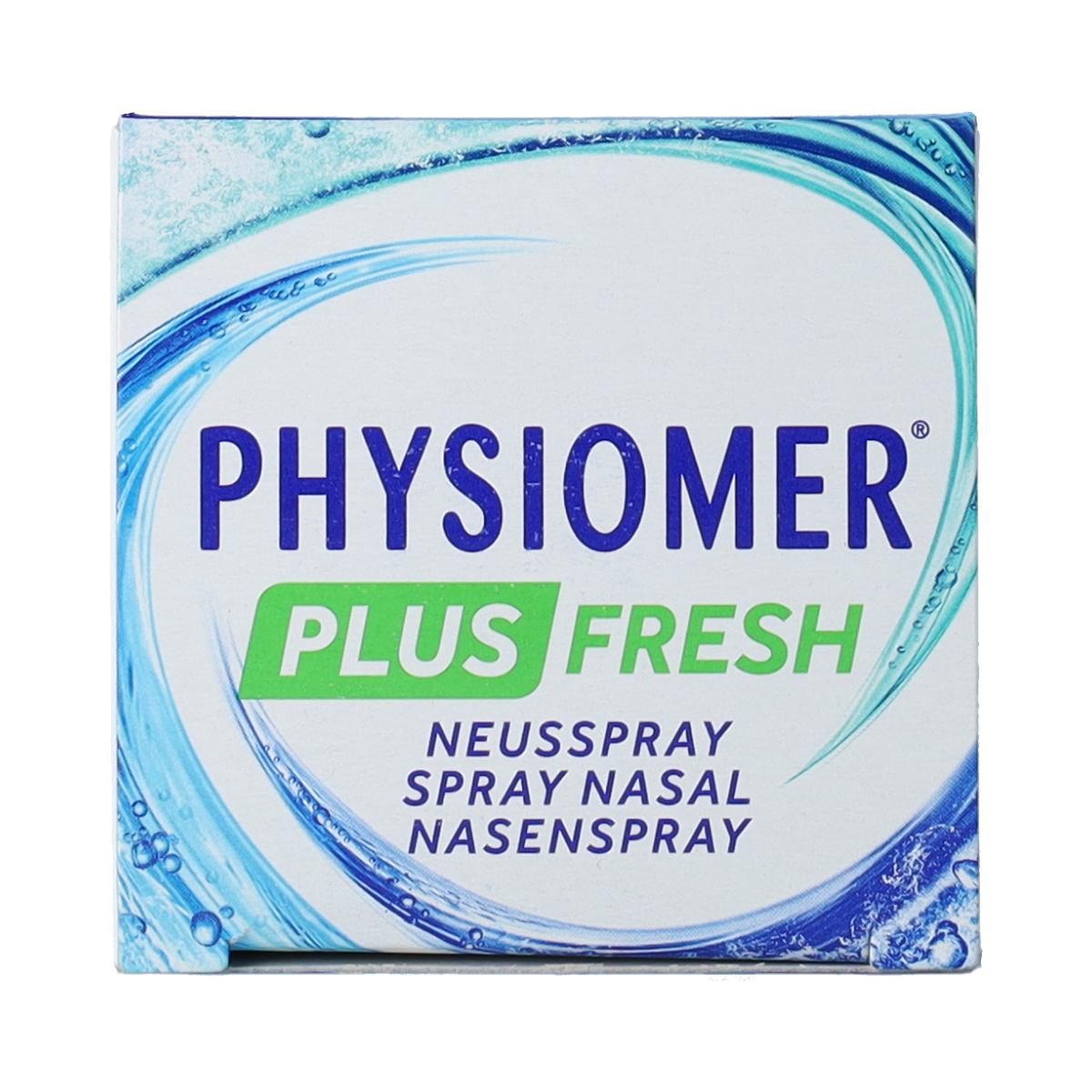 Physiomer Plus nasal spray bottle with 135ml capacity, designed for nasal care and inhalation.