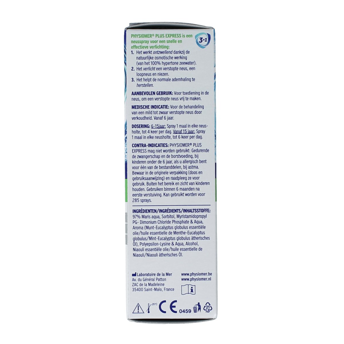Physiomer Neusverzorging en Inhalatie 20.00 Milliliter Physiomer Plus fresh 20.00 Milliliter