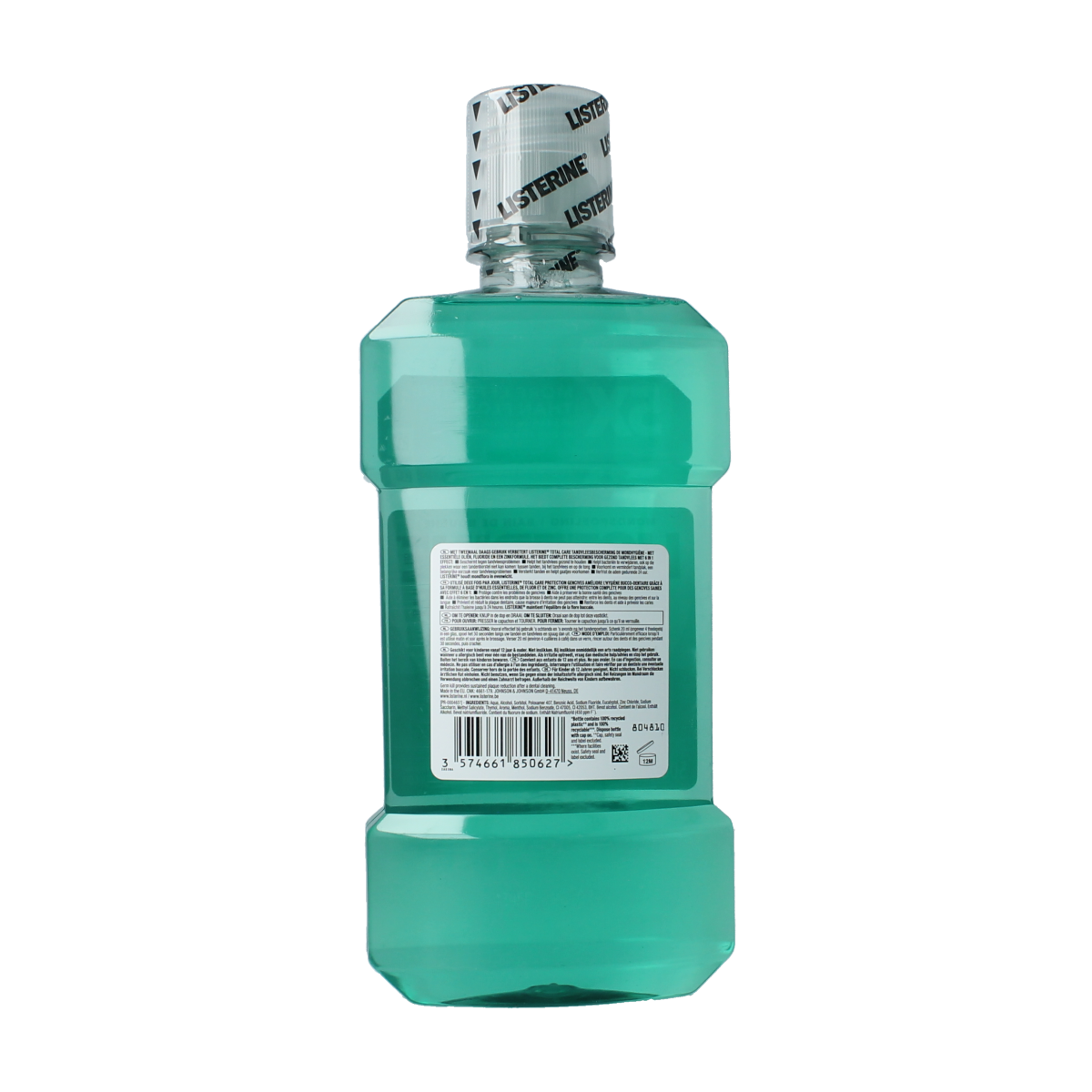 Listerine Total Care mouthwash in a 500ml bottle, designed to protect gums and promote oral health.