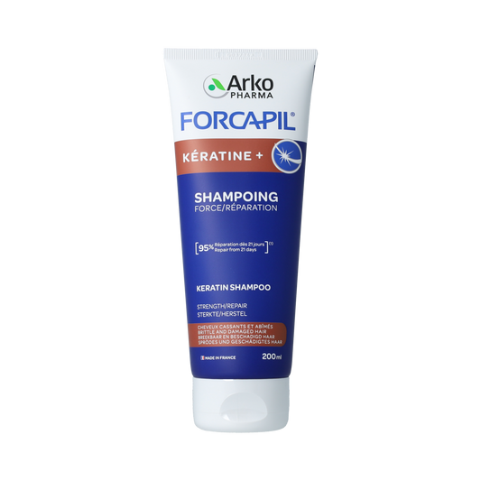 Forcapil Versterkende shampoo in 200ml bottle, nourishing hair care product from Forcapil for stronger, healthier hair.