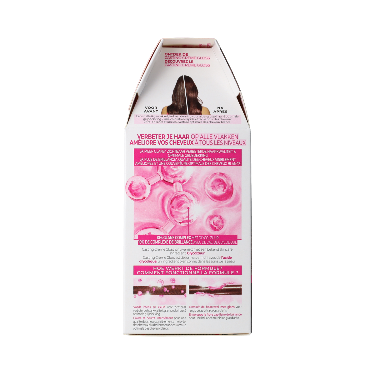 Casting Creme Gloss 415 Iced Chestnut hair coloring set with gloves and applicator tools, for easy at-home hair dyeing.