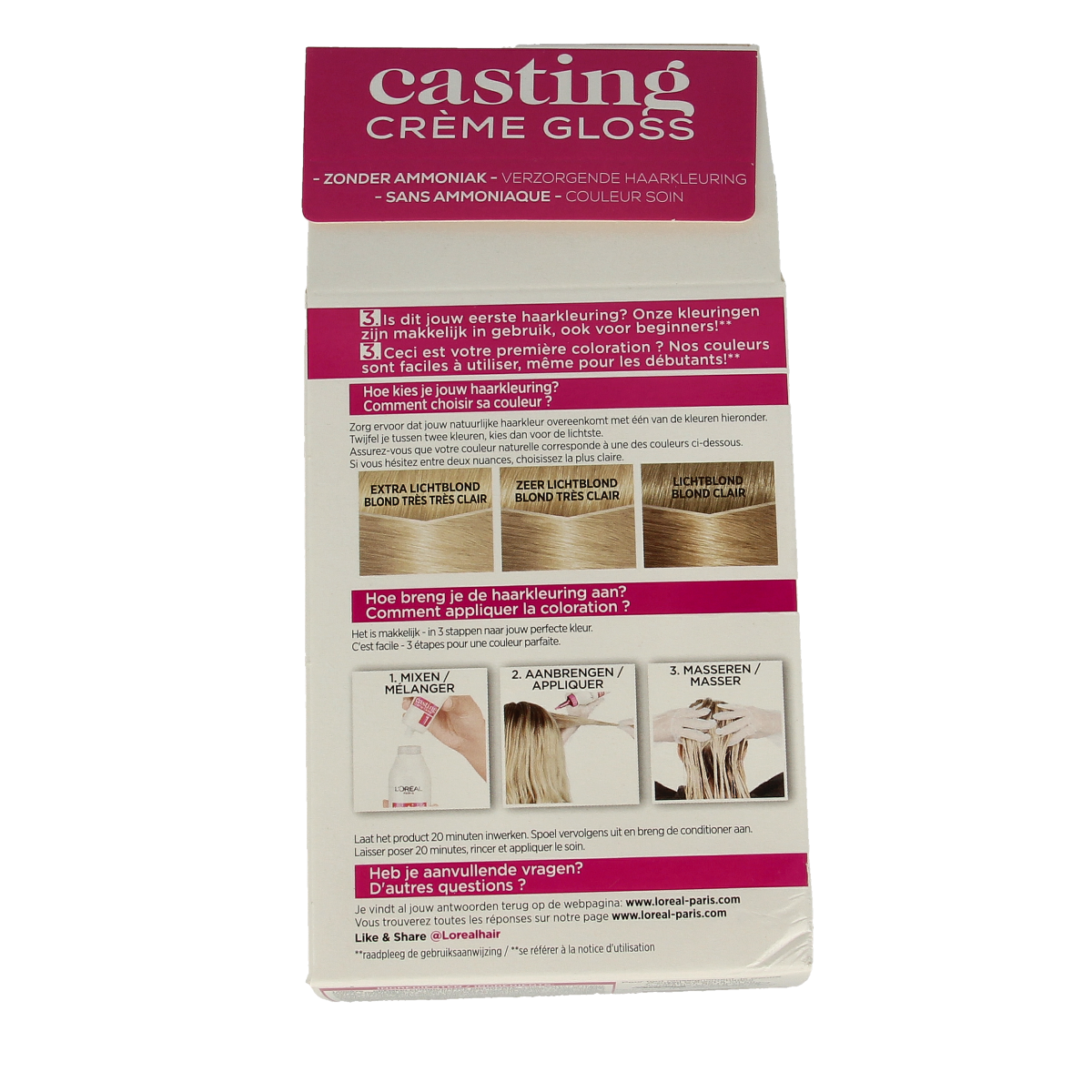 Casting Casting Creme Gloss 1010 White Chocolate hair coloring kit with gloves and instructions in the set.