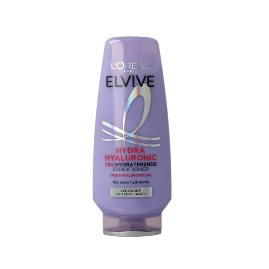 Elvive Hydra Hyaluronic Conditioner for hair, 200ml, nourishing hair care product with hydrating hyaluronic acid, in a white bottle