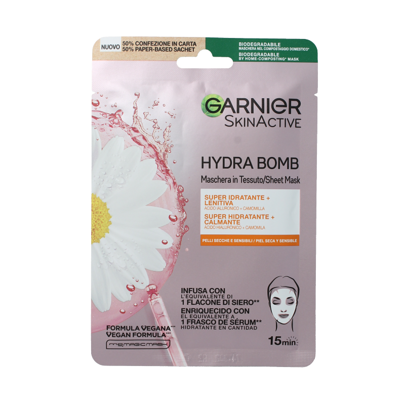 Garnier Skin act tissue masker kamille& hyaluronzuur 1 Stuks