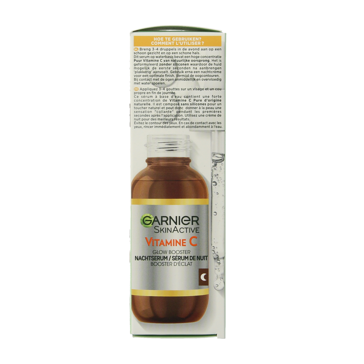 Garnier SkinActive nachtserum met vitamine C en hyaluronzuur, 30 ml, gezichtverzorging met serum voor een stralende huid