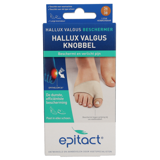 Epitact Hallux Valgus knobbel beschermer bandage size 36/38, showing soft protective pad for bunion relief.