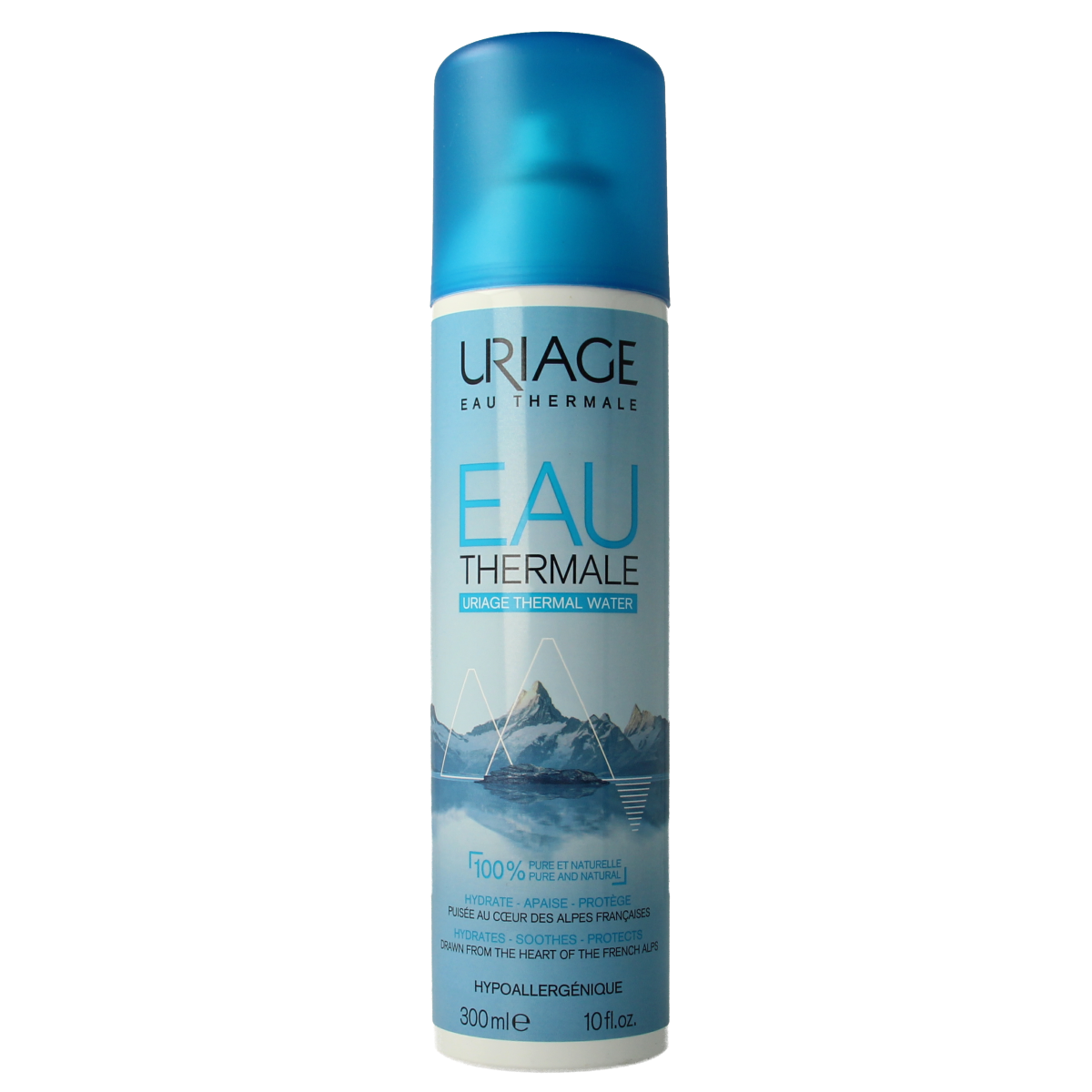 Uriage Eau Thermale facial spray in 300ml bottle, soothing thermal water for skincare and hydration.