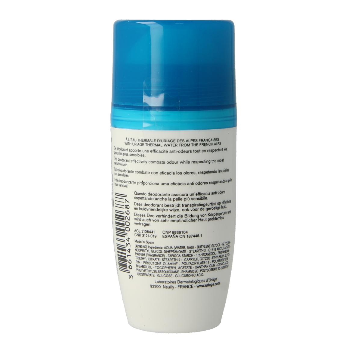 Uriage Thérmaal Water Deodorant Douceur in 50ml spray bottle, gentle skincare deodorant for sensitive skin.