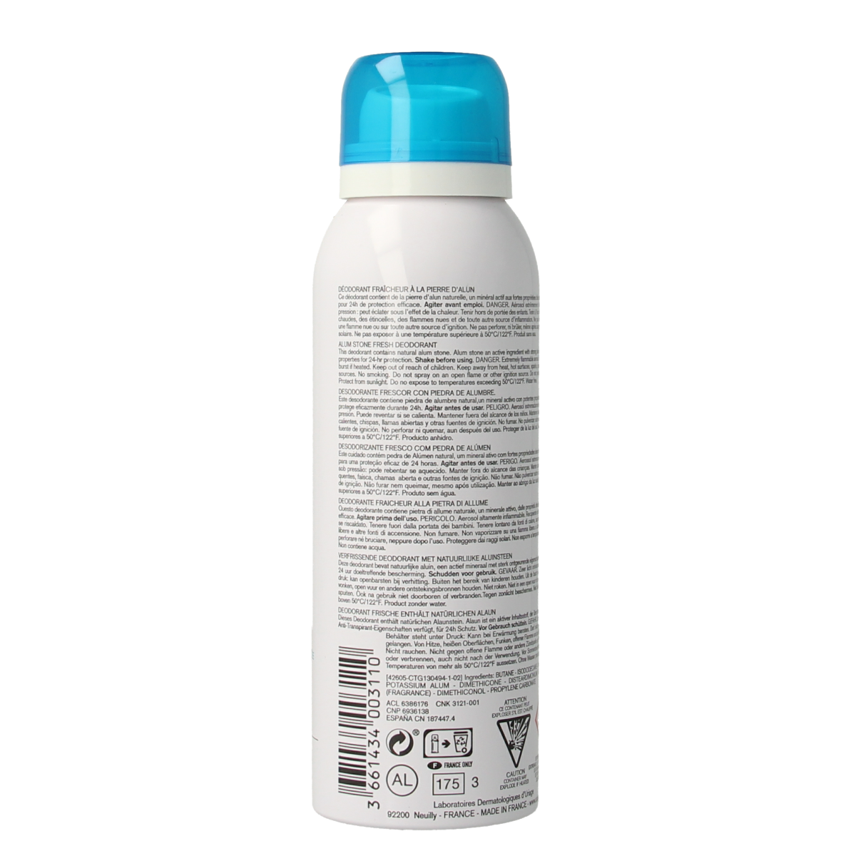Uriage Thermal Water refreshing deodorant spray in 125ml bottle, featuring a sleek design and easy-to-use spray nozzle.